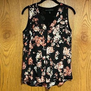 WHBM Black floral v-neck blouse, 2